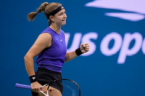 US Open 2024: Karolina Muchova, of the Czech Republic, reacts after defeating Naomi Osaka, of Japan